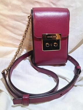 MICHAEL Michael Kors Red Crossbody Bag with Gold Chain